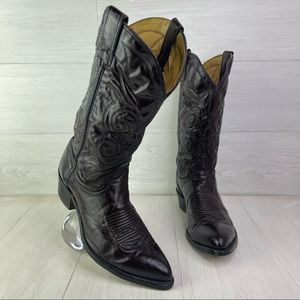Vintage  MENS TEXAS COWBOY DARK BURGUNDY BOOTS SIZE 10.5 D Made In The USA